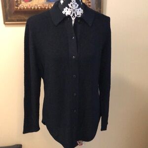 ✨Brenda French Vintage button down long sleeve collared long bouclé cardigan